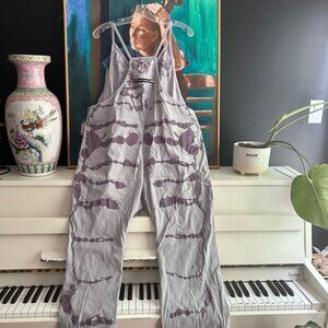 Stylish Gray and Purple Jumpsuit Free Size Painted Free Size
